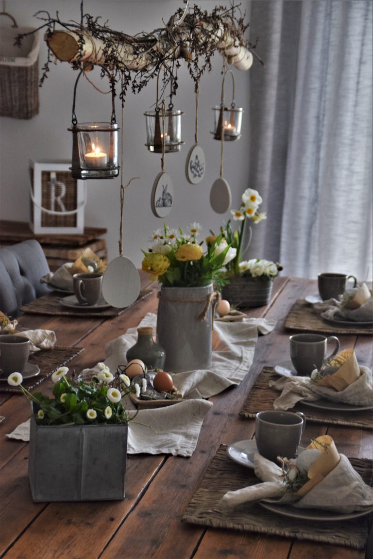 Osternester aus Filtertüten für die Ostertafel