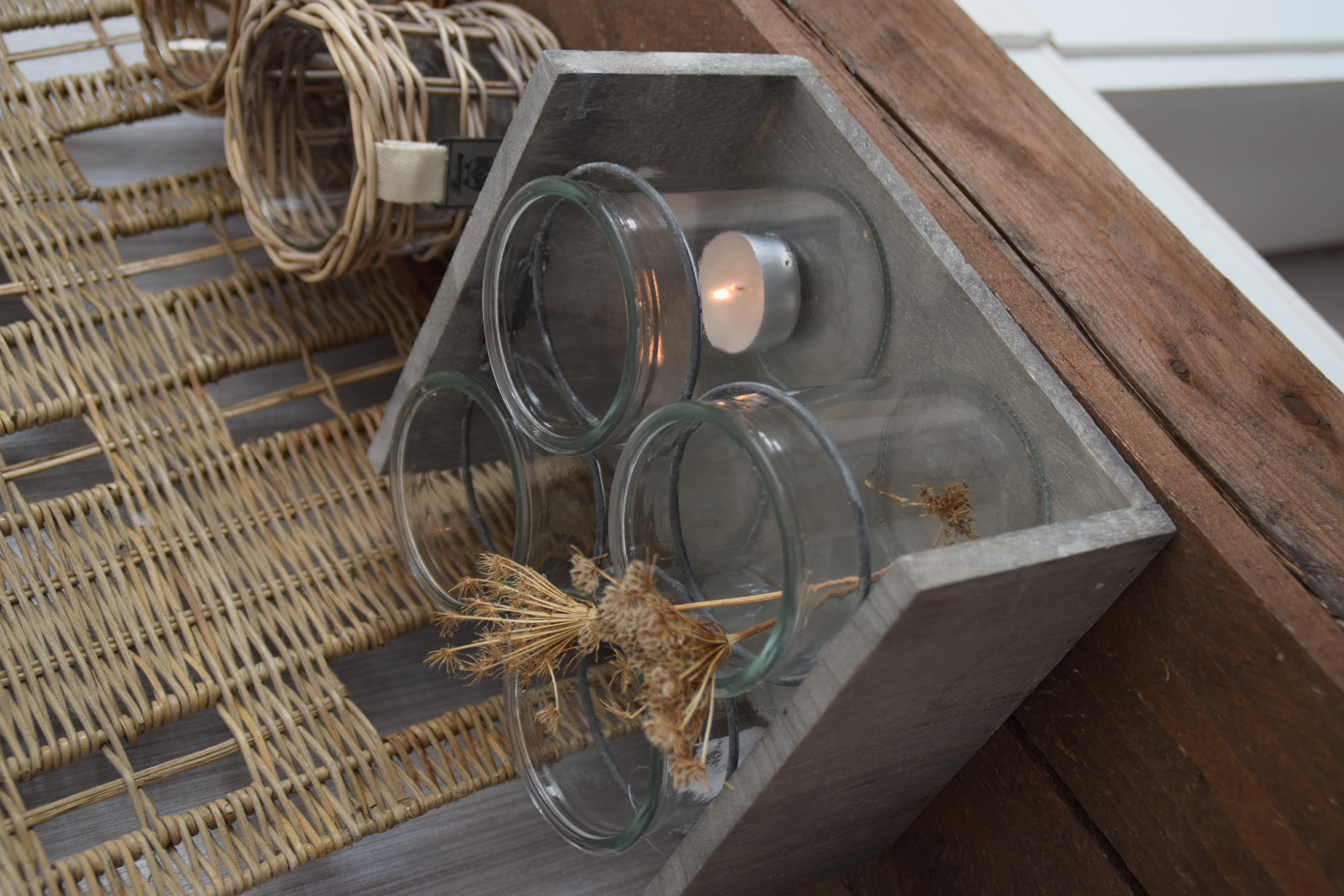 4er Glasflaschen im Holzkasten