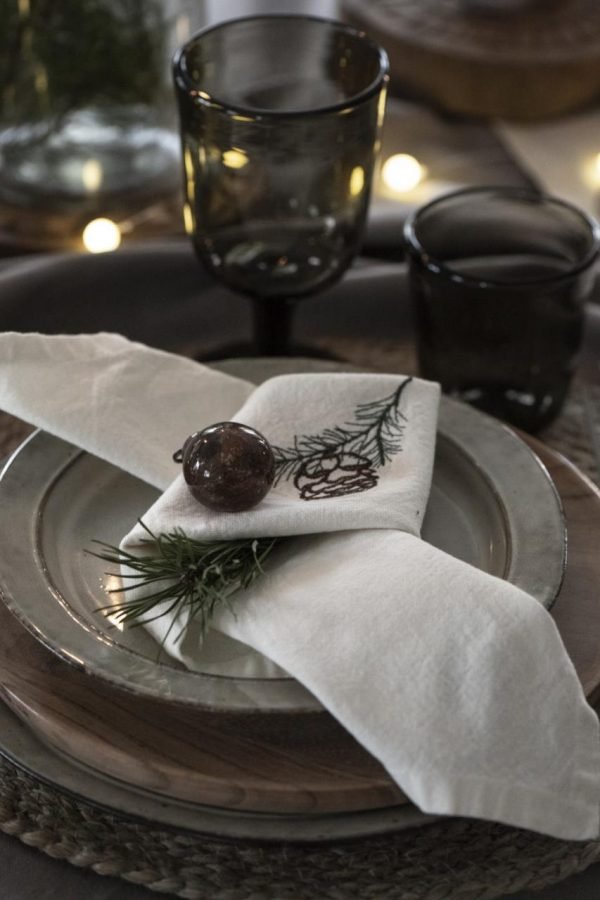 Stoffserviette Creme Zapfen